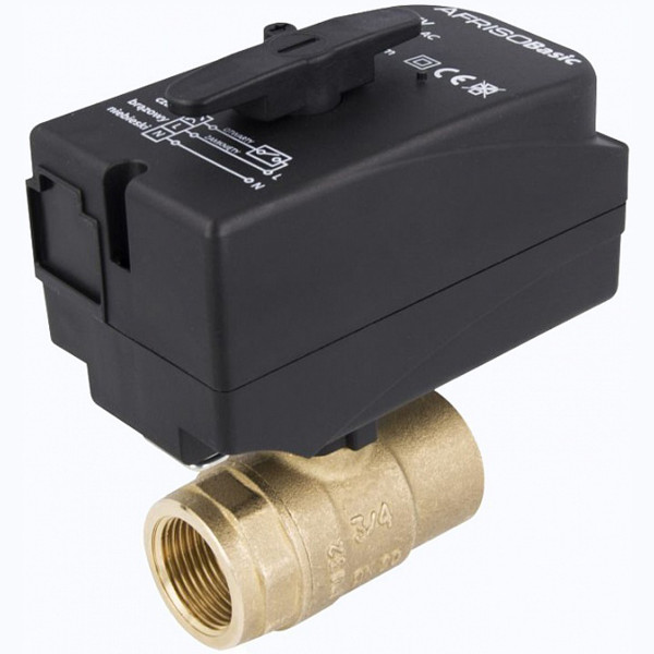 Двухходовой шаровой клапан Afriso н/з, DN20, Rp3/4", kvs45 с приводом BEV 230 B