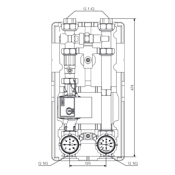 Насосная группа Afriso PrimoTherm 180-3 DN 25 RTA с фиксированной температурой 55 °C