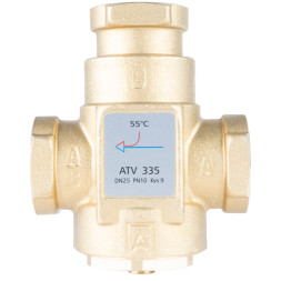 Термический клапан Afriso ATV 335, DN25, Rp 1", Kvs 9, номинальная температура 55 °C