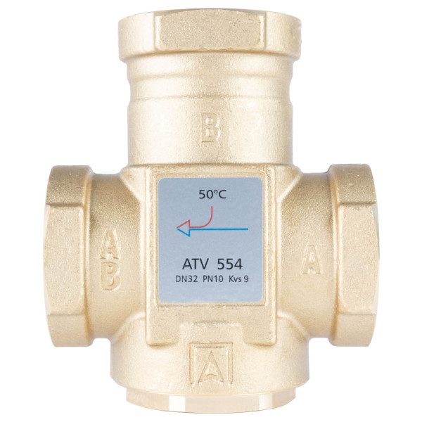 Термический клапан Afriso ATV 554, DN32, Rp 1 1/4" Kvs 12,номинальная температура 50 °C