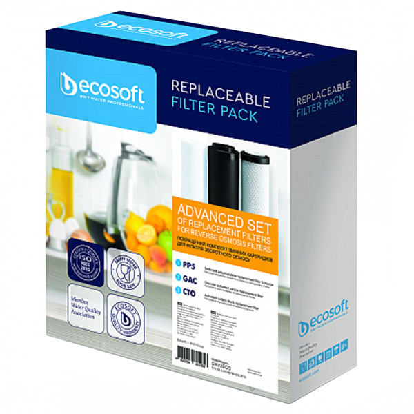 Комплект картриджей 1-2-3 Ecosoft улучшенный для фильтров обратного осмоса