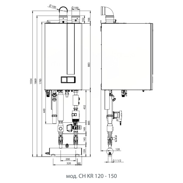 Котел конденсационный ITACA CONDENSING CH KR 120 кВт с НАСОСОМ 0KCIRCOL07 FONDITAL