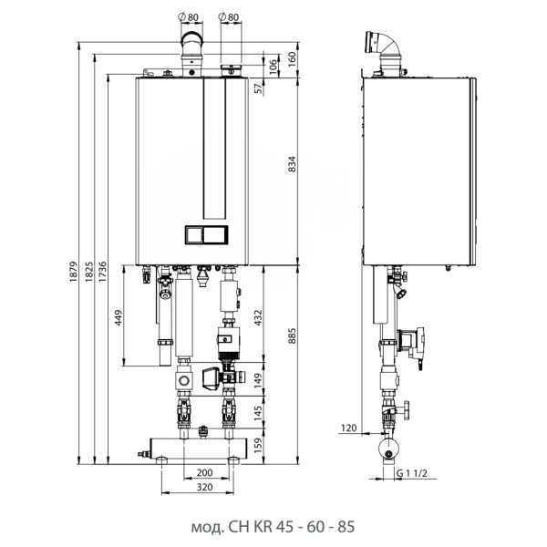 Котел конденсационный ITACA CONDENSING CH KR 85 кВт с НАСОСОМ 0KCIRCOL05 FONDITAL