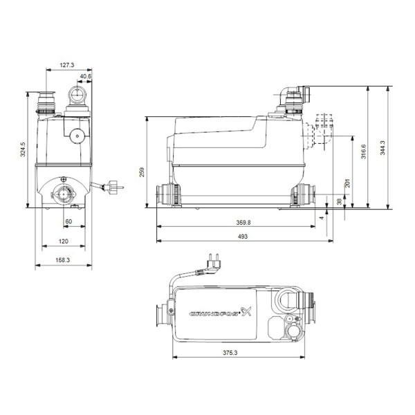 Канализационная установка Sololift 2 C-3 75°C GRUNDFOS