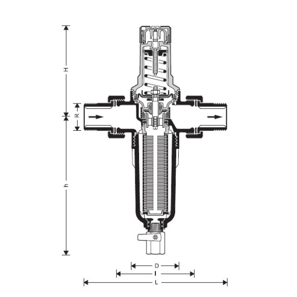 Компактный фильтр для горячей воды Honeywell 1/2" 100 мкм  c регулятором давления