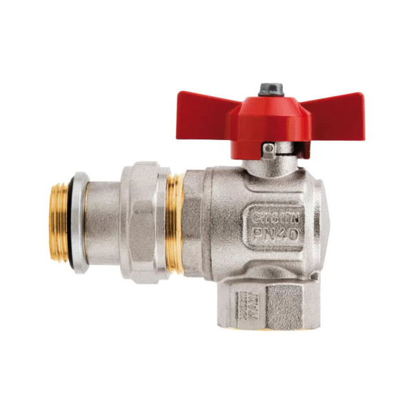 Кран шаровой с американкой Itap Ideal 3/4", угловой ВН, красный