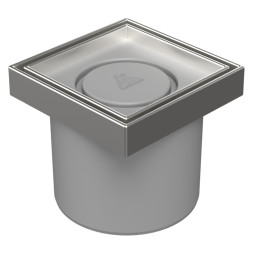 Однокорпусный трап МСН с выпуском DN110, сухим сифоном Neptune, крышка под плитку с рамкой из нержавеющей стали 122х122 мм
