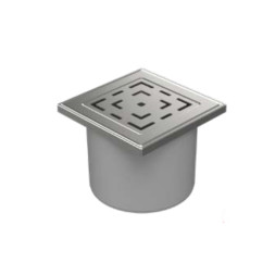 Однокорпусный трап МСН с выпуском DN110, сухим сифоном Neptune, рамкой из нержавеющей стали и решеткой L из нержавеющей стали 122х122х1,5 мм