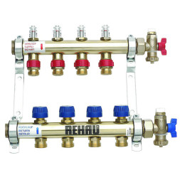 Коллектор распределительный Rehau Rautherm S на 4 контура 3/4" HKV-D 4, с расходомером