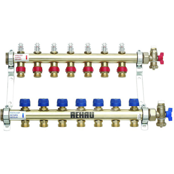Коллектор распределительный Rehau Rautherm S на 7 контуров 3/4" HKV-D 7, с расходомером