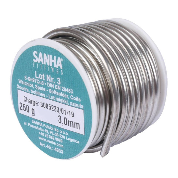Припой мягкий Sanha №3 250 г, 3 мм