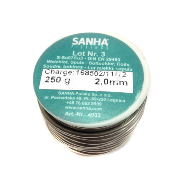 Припой Sanha мягкий №3 250 г, 2 мм