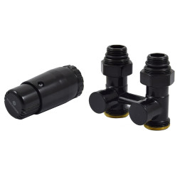 Комплект радиаторный Schlosser прямой GZ1/2xGW1/2, 2 ниппеля 1/2x3/4 черный