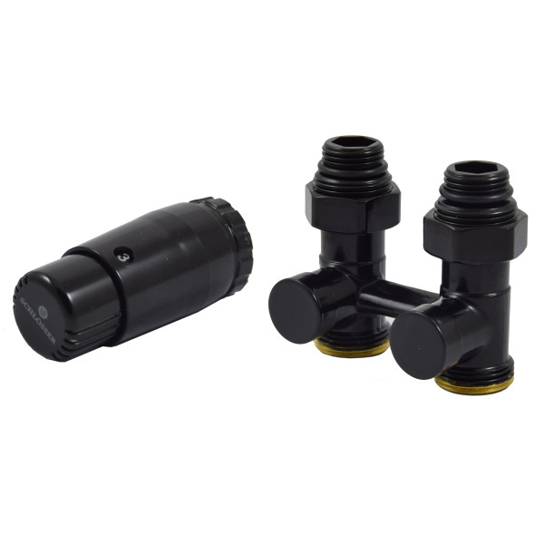Комплект радиаторный Schlosser прямой GZ1/2xGW1/2, 2 ниппеля 1/2x3/4 черный