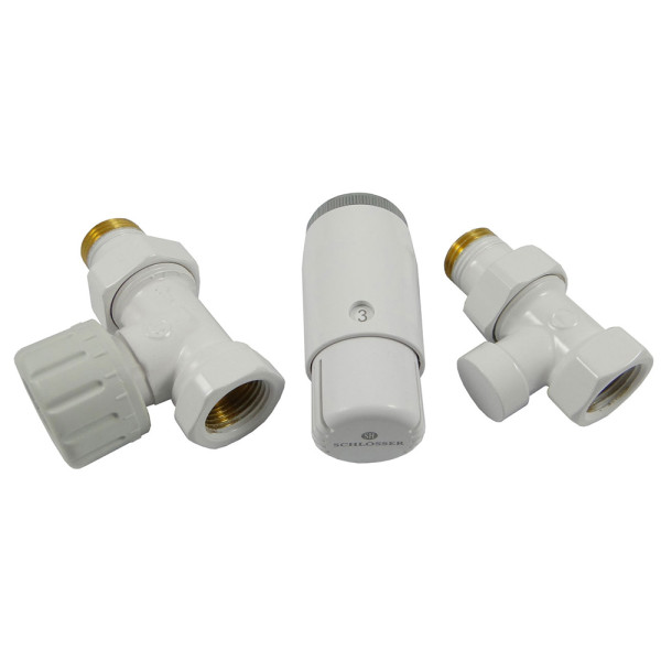 Комплект термостатический Schlosser GZ1/2xGW1/2 белый, прямой с головкой Mini M30x1,5