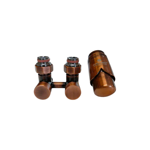 Комплект эксклюзивных узлов Schlosser прямой GZ3/4 x M22х1,5 термоголовка Brillant, античная медь