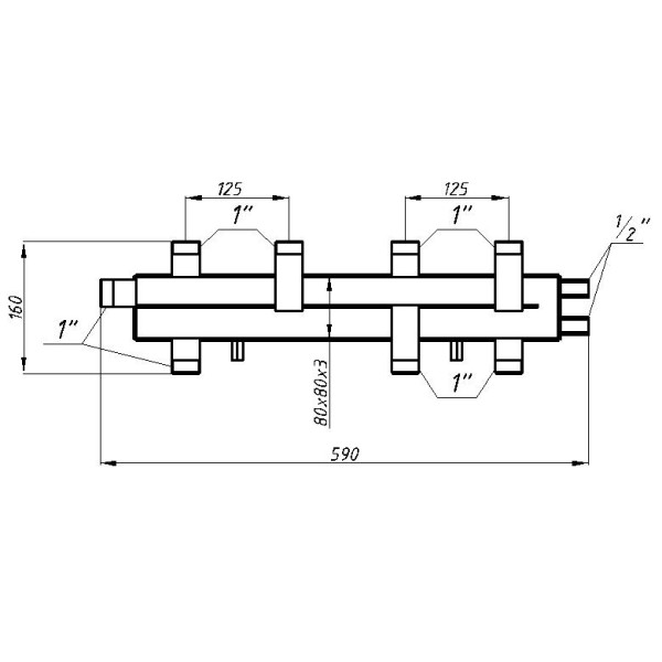 Коллектор с гидрострелкой Termojet Mini КГС31ВН125, в изоляции, 3 контура