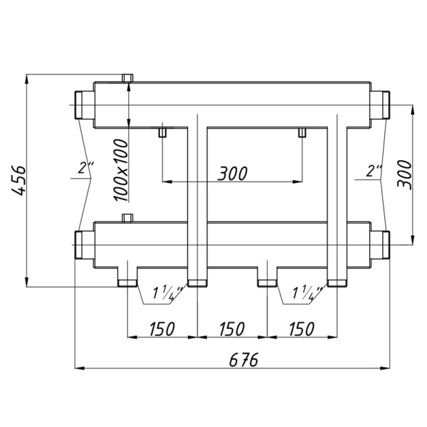 Коллектор Termojet К22Н150(300) 175 kW, без изоляции, 2+1 контуров, выходы вниз