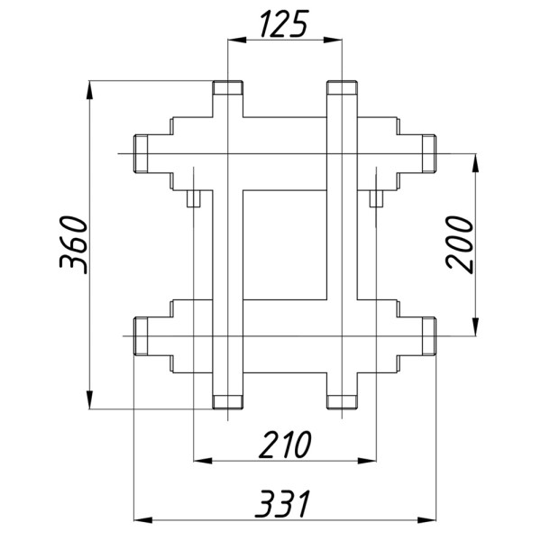 Колектор Termojet К22ВН125(200) 72 kW, без ізоляції, 2+1 контурів, виходи вгору та вниз