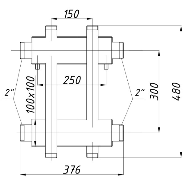 Коллектор Termojet К22ВН150(300) 175 kW, без изоляции, 2+1 контуров, выходы вверх и вниз