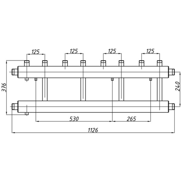 Колектор Termojet К42В125(240) 105 kW, без ізоляції, 4+1 контурів, виходи вгору