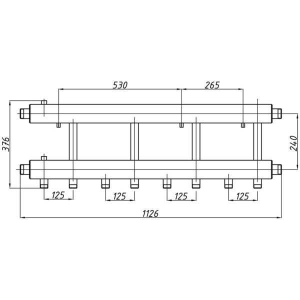 Коллектор Termojet К52Н125(240) 105 kW, без изоляции, 5+1 контуров, выходы вниз