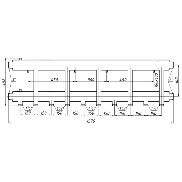 Колектор Termojet К52Н150(300) 175 kW, без ізоляції, 5+1 контурів, виходи вниз