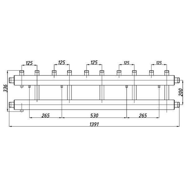 Коллектор Termojet К52В125(200) 72 kW, в кожухе, 5+1 контуров, выходы вверх