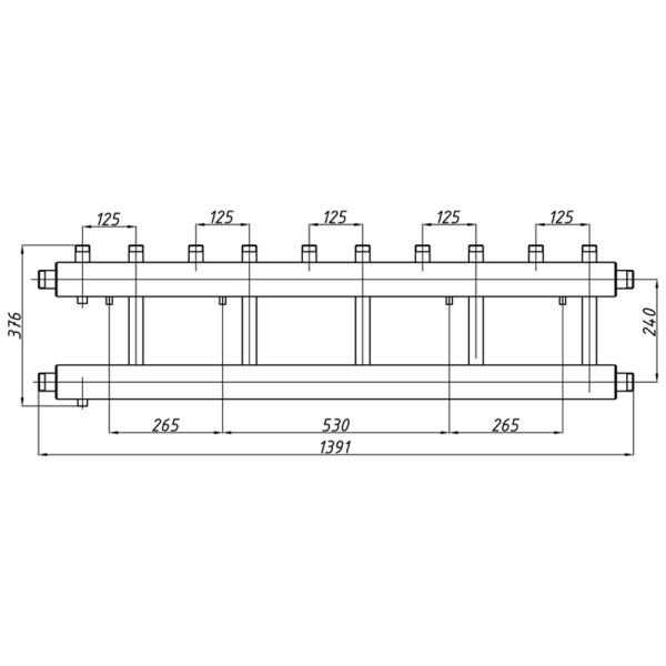 Колектор Termojet К52В125(240) 105 kW, в кожусі, 5+1 контурів, виходи вгору