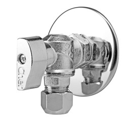 Кран угловой вентильный приборный Cherbros 3/4"х1/2" с декоративной накладкой