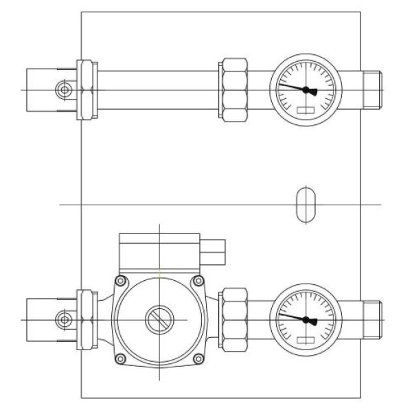 Насосная группа для подключения бойлера Termojet НГ-67 150л 1", под насос с базой 130 мм