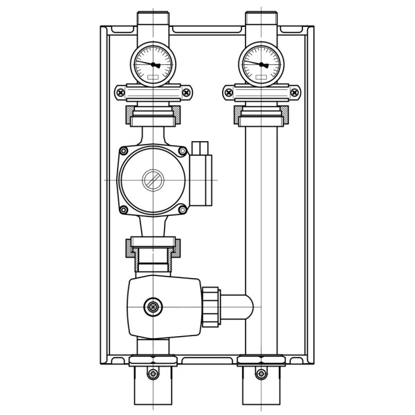 Насосная группа Termojet НГ-52 со смешивающим узлом 1 1/4 ", в изоляции, под насос с базой 180 мм