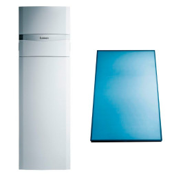 Газовый конденсационный напольный котел Vaillant, auroCOMPACT VSC D 306/4-5 190 со встоенным водонагревателем 190 л и солнечной станцией типа «drain back», 32 кВт