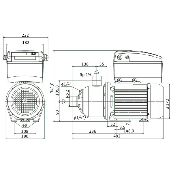 Горизонтальний багатоступеневий насос Wilo MHIE1602N-1/E/3-2-2G