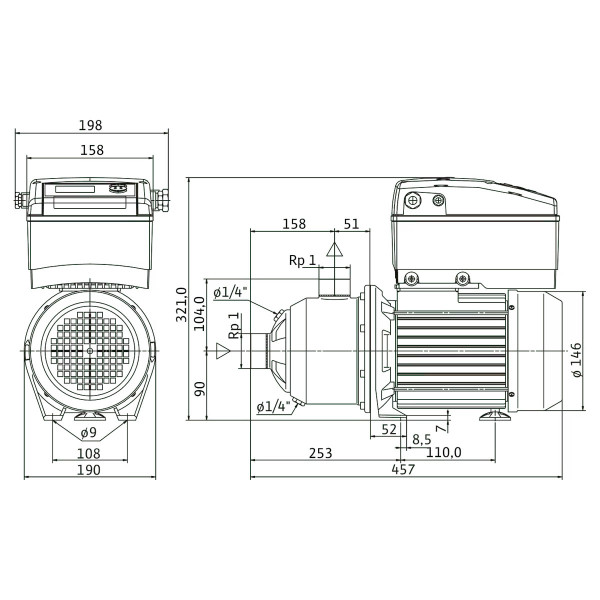 Горизонтальний багатоступеневий насос Wilo MHIE205N-1/E/3-2-2G