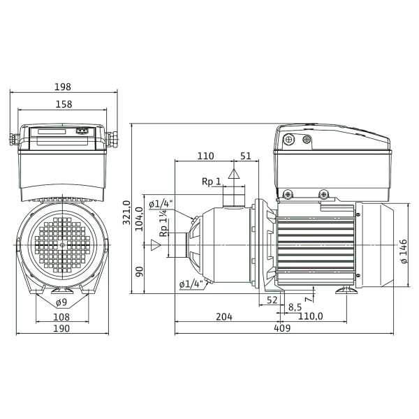 Горизонтальный многоступенчатый насос Wilo MHIE402N-1/E/3-2-2G
