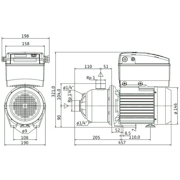 Горизонтальный многоступенчатый насос Wilo MHIE403N-1/E/3-2-2G
