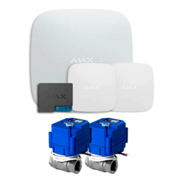 Система защиты от протечек Ajax Hub2 + LeaksProtect 2шт + WallSwitch + 2 Кран шаровый с электроприводом HC 220В 1/2"