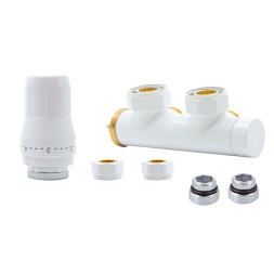 Комплект Heat Base Duo-Plex, 3/4 x 15 mm Cu, угловой левый, 2 шт ниппеля, белый