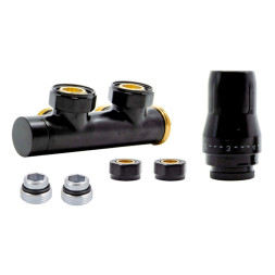 Комплект Heat Base Duo-Plex, 3/4 x 15 mm Cu, кутовий правий, 2 шт ніпеля, чорний матовий