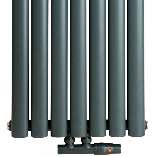 Радиатор трубчатый Luxrad Oval Double, вертикальный, 1700x410x72 мм, ZDC, 1420 Вт, антрацит