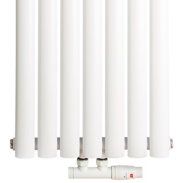 Радиатор трубчатый Luxrad Oval Double, вертикальный, 1700x410x72 мм, ZDC, 1420 Вт белый