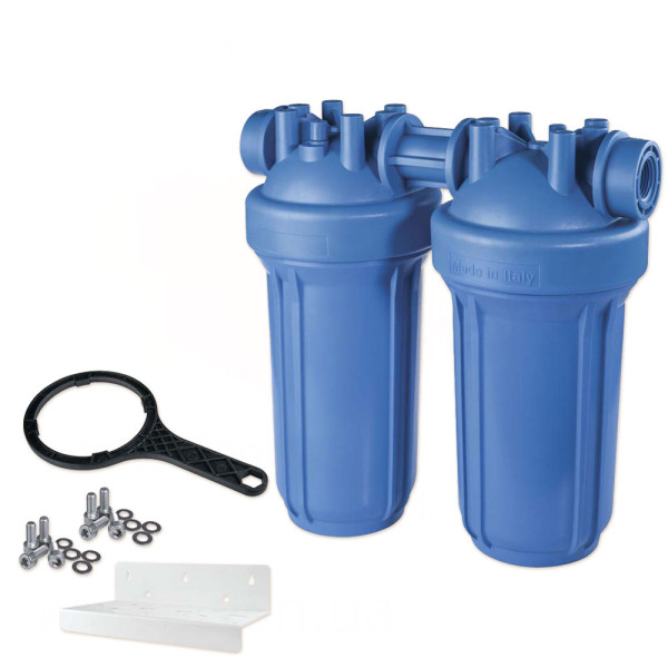 Фільтр-колба DP BIG DUO AB (блакитна) Ø1″ IN (пластик) 10″ 45°C 8,3 bar KIT Atlas Filtri s.r.l.