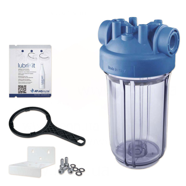 Фільтр-колба DP BIG TS (прозора) Ø1″ IN (пластик) 10″ 45°C 8,3 bar KIT Atlas Filtri s.r.l.