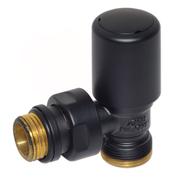 Кран радіаторний кутовий BLACK MATTE Ø1/2″ х 24-19 FIRST Carlo Poletti Srl
