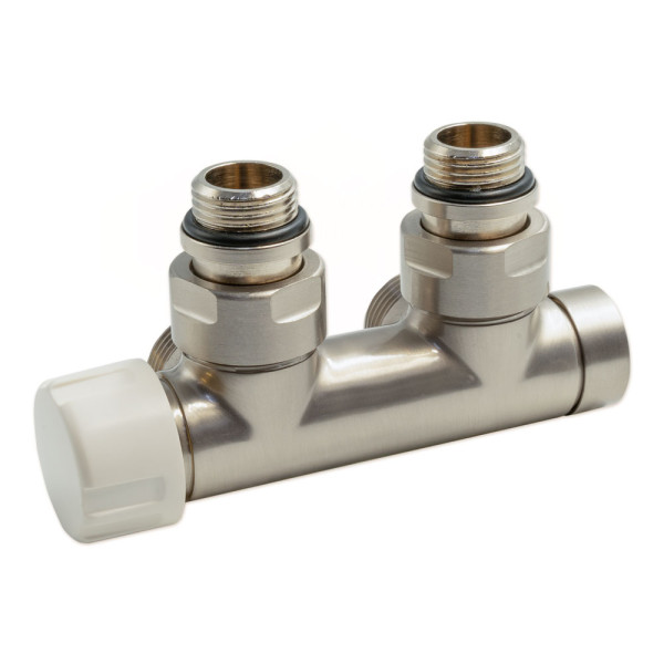 Вузел термостатичний TWIN THERMO BRUSH SILVER кутовий ЛІВИЙ Ø1/2″ З x 3/4″ EK 50 мм Carlo Poletti Srl