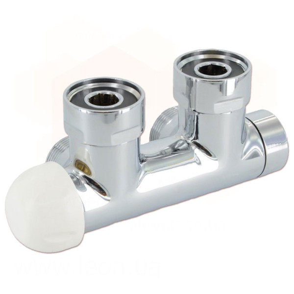 Вузел термостатичний TWIN F THERMO ХРОМ кутовий ЛІВИЙ Ø3/4″ F (пласке ущільнення) x 3/4″ EK 50 мм Carlo Poletti Srl