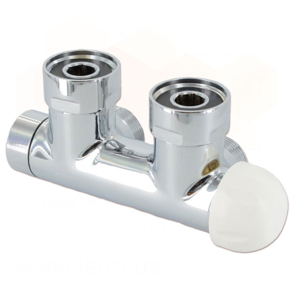 Вузел термостатичний TWIN F THERMO ХРОМ кутовий ПРАВИЙ Ø3/4″ F (пласке ущільнення) x 3/4″ EK 50 мм Carlo Poletti Srl