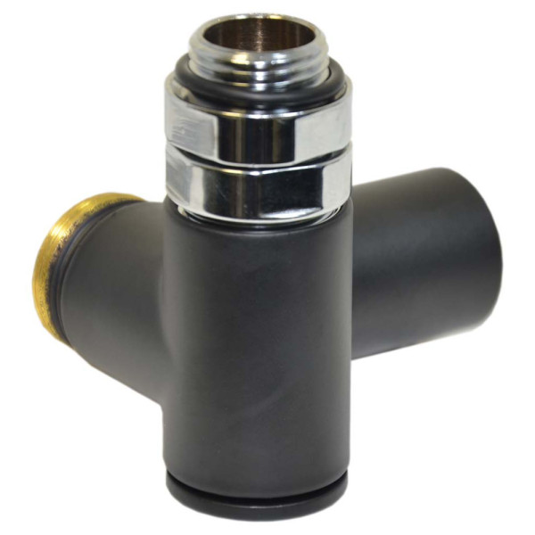 Кран радіаторний трьохосьовий BLACK MATTE Ø1/2″x3/4″ SX (лівий) COMBI CORNER (підкл. тену) Carlo Poletti Srl