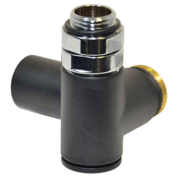 Кран радіаторний трьохосьовий BLACK MATTE Ø1/2″x3/4″ SX (правий) COMBI CORNER (підкл. тену) Carlo Poletti Srl
